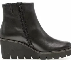 Sale Gabor 54.780.27 Black Leather Wedge Ankle Boot
