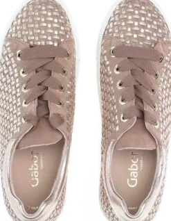 Discount Gabor 66.499.30 Florenz Taupe Gold Metallic Platform Sneaker