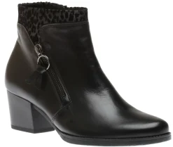 Sale Gabor 32.831.67 St Tropez Black Leather Cheetah Print Ankle Boot