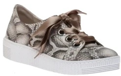 Best Gabor 43.330.30 Taupe Snakeskin Lace-Up Sneaker