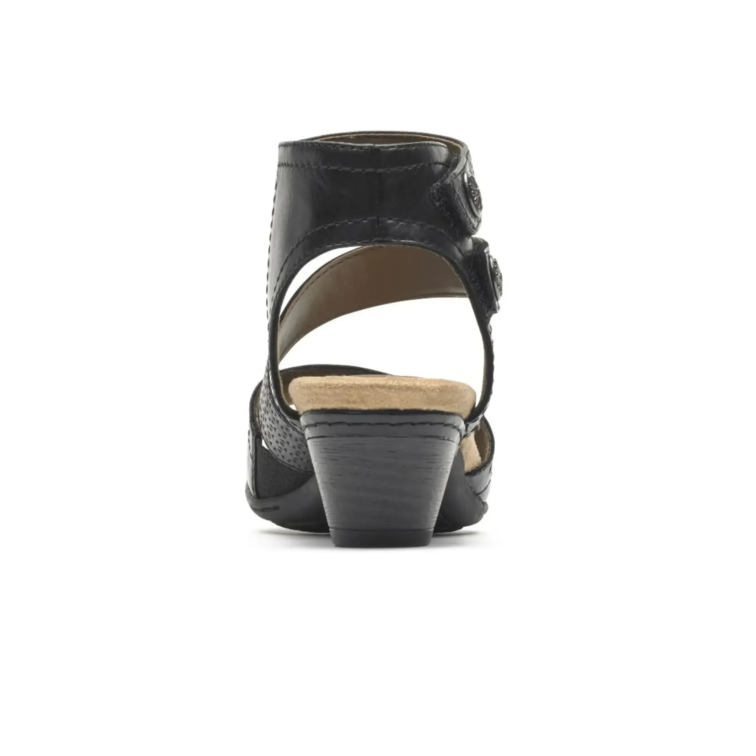 Sale Rockport Abbott Black Leather Cuff Strap Sandal
