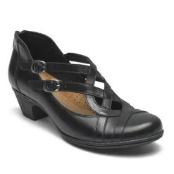 New Rockport Abbott Curvy Black Leather Heel