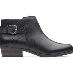 Discount Clarks Addiy Kara Black Leather Ankle Boot