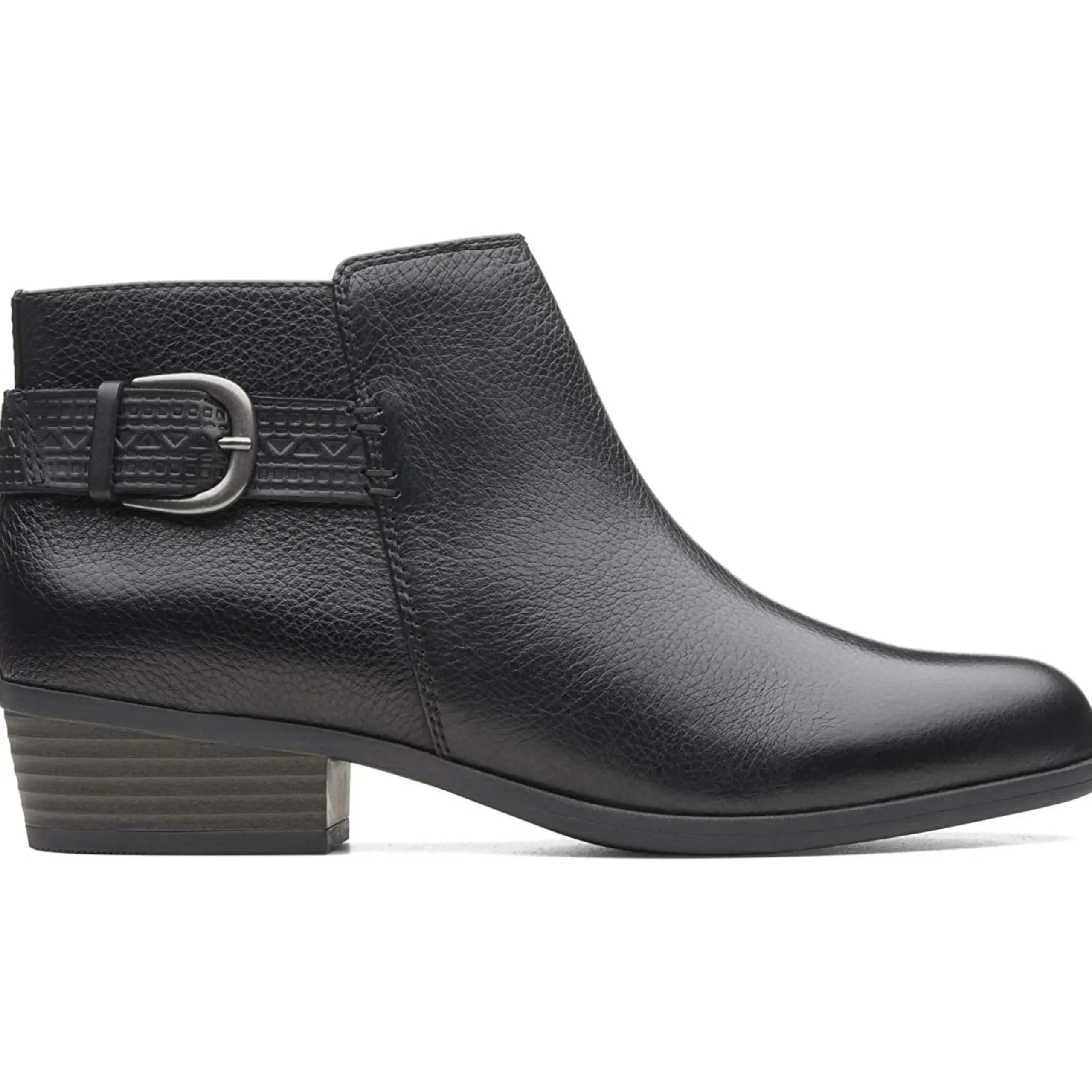Discount Clarks Addiy Kara Black Leather Ankle Boot
