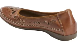 Earth Alder Azza Sand Brown Perforated Leather Ballet Flat