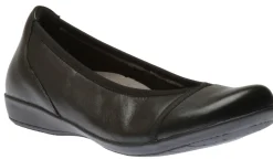 Clearance Earth Alder Varden Black Leather Ballet Flat Shoe