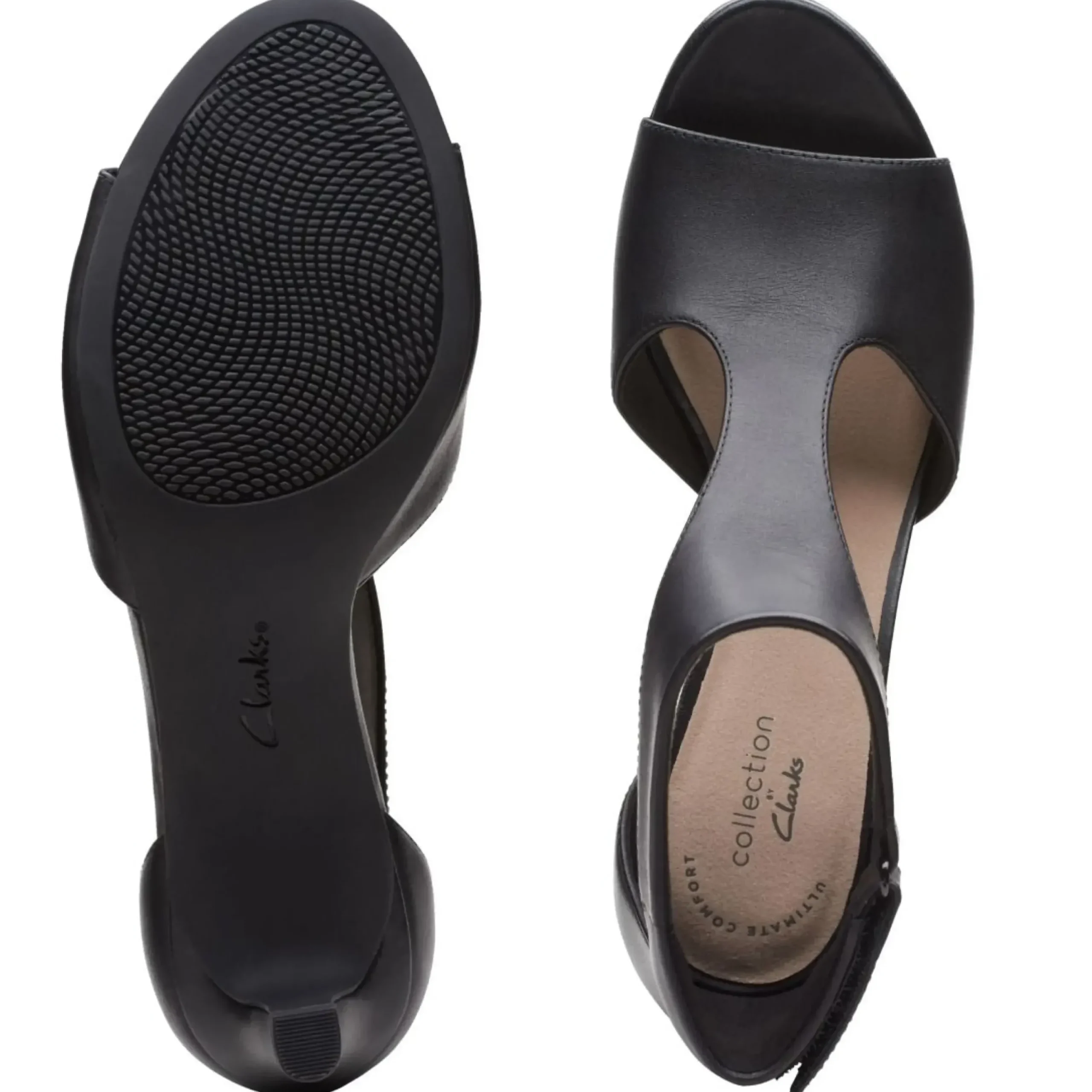 Outlet Clarks Alice Flame Black Leather Heeled Sandal