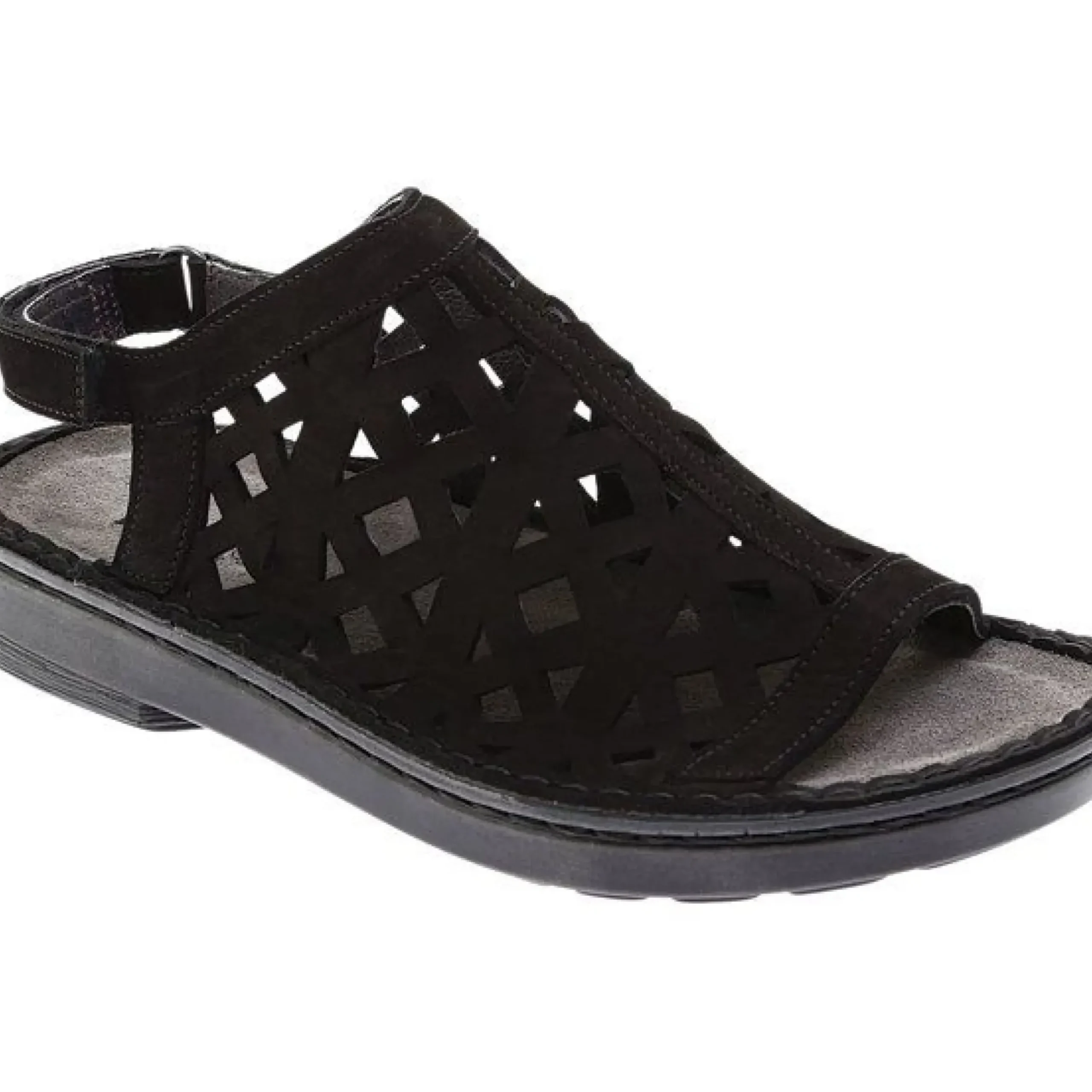 Best Naot Amadora Black Leather Wide Width Sandal