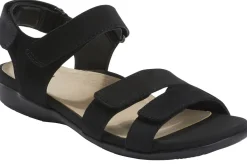Discount Earth Amal Black Leather Adjustable Strappy Sandal