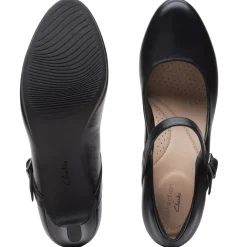 Clearance Clarks Ambyr Shine Black Leather Mary Jane Heel Pump
