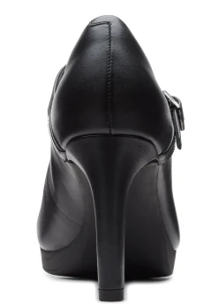 Clearance Clarks Ambyr Shine Black Leather Mary Jane Heel Pump