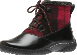 Outlet Wanderlust Amelia Black Red Flannel Lace-Up Boot