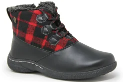 Outlet Wanderlust Amelia Black Red Flannel Lace-Up Boot