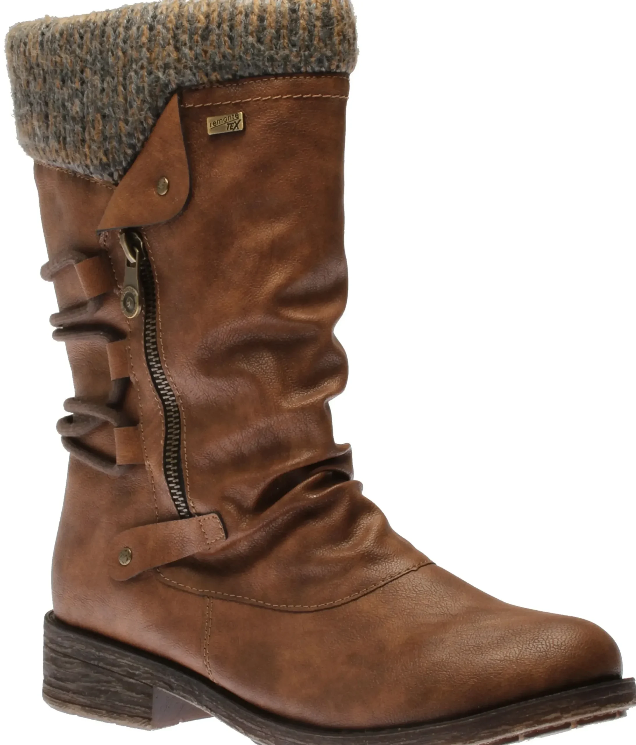 New Remonte Andros Brown Knit Mid-Height Boot