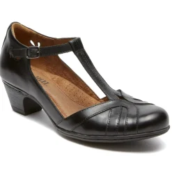 Cobb Hill Angelina Black T-Strap Low Heel