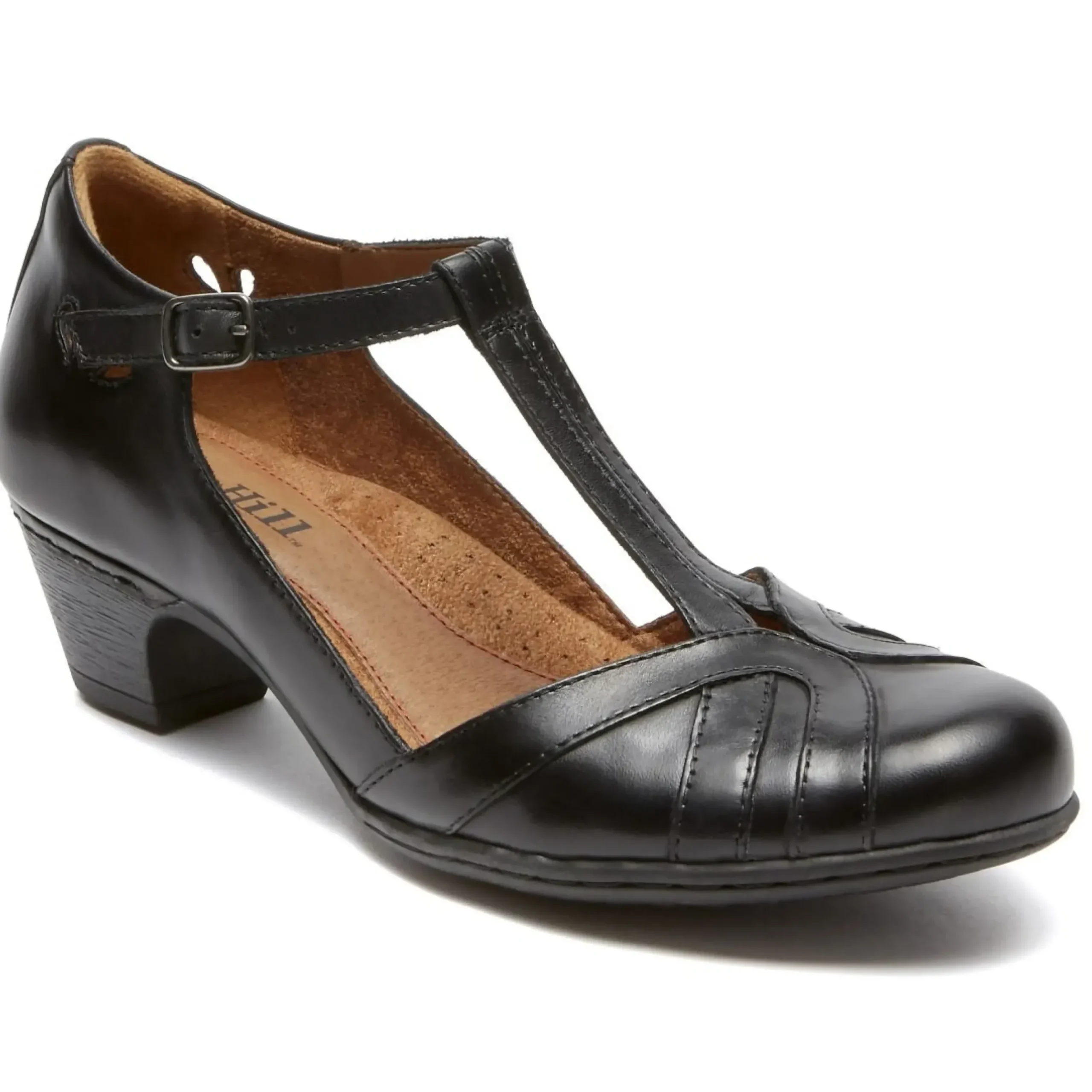 Cobb Hill Angelina Black T-Strap Low Heel