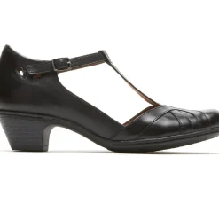 Cobb Hill Angelina Black T-Strap Low Heel