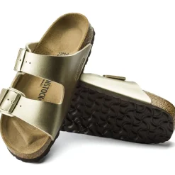 New Birkenstock Arizona Birko-Flor Gold Slide Sandal