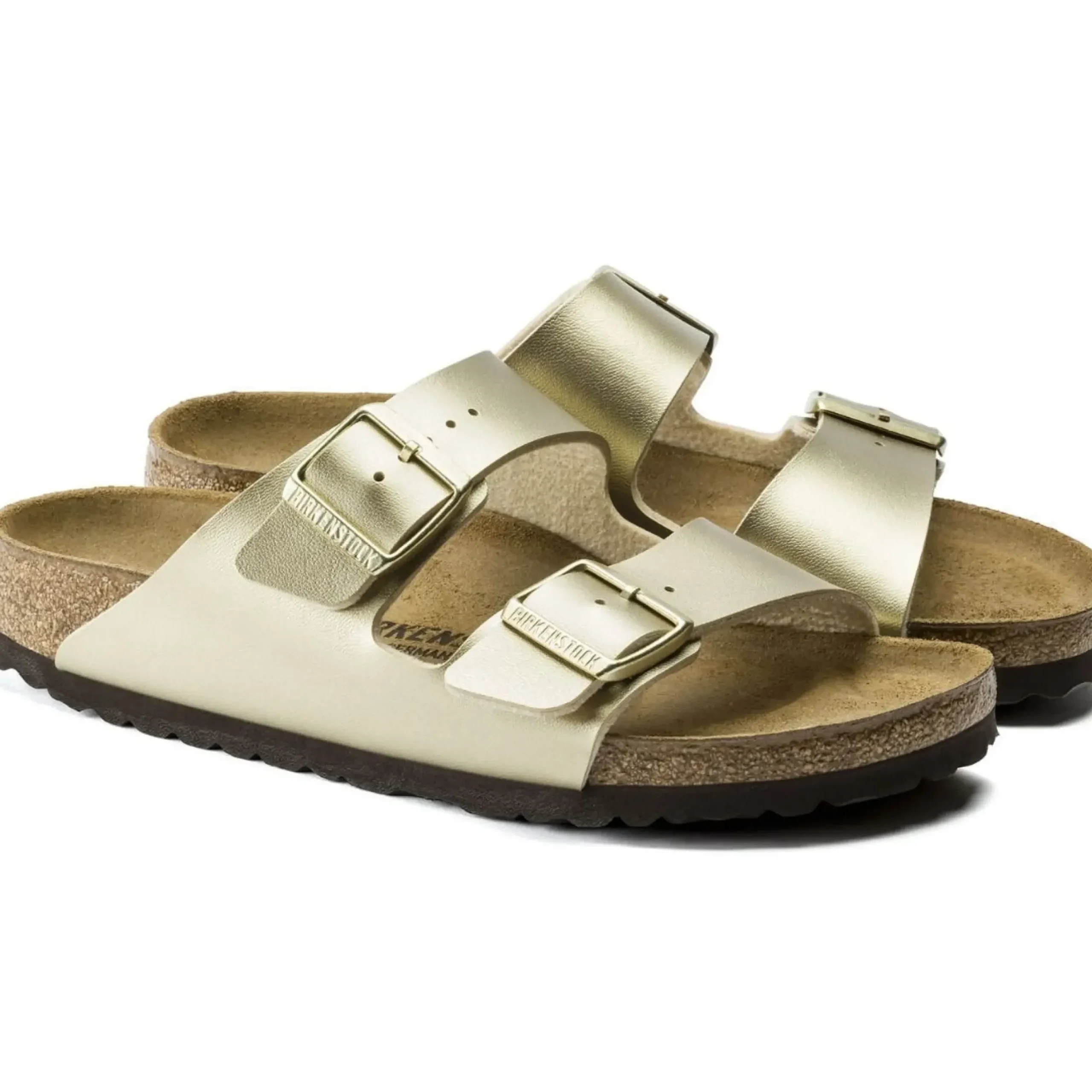 New Birkenstock Arizona Birko-Flor Gold Slide Sandal