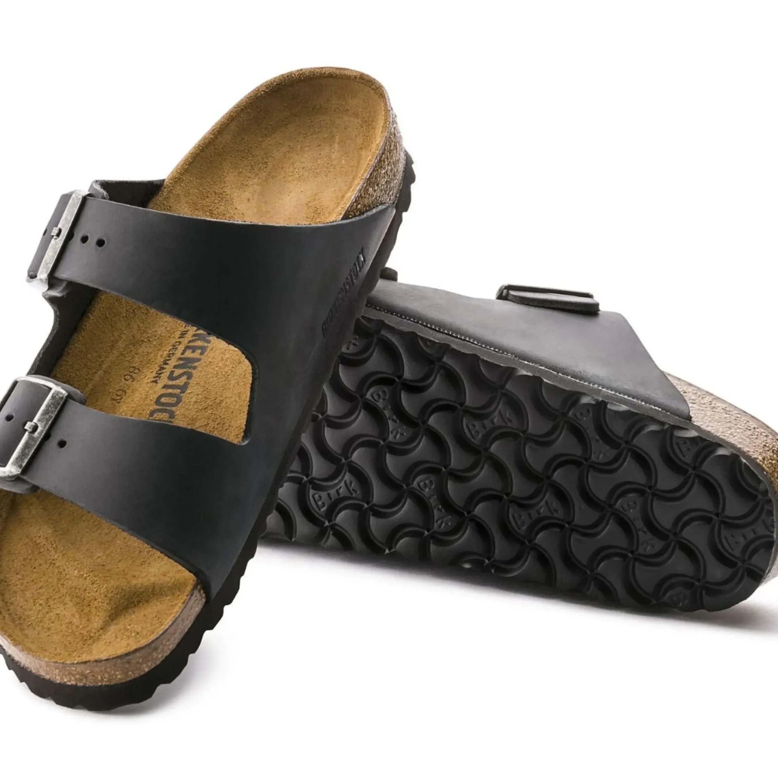 Sale Birkenstock Arizona Black Oiled Leather Slide Sandal