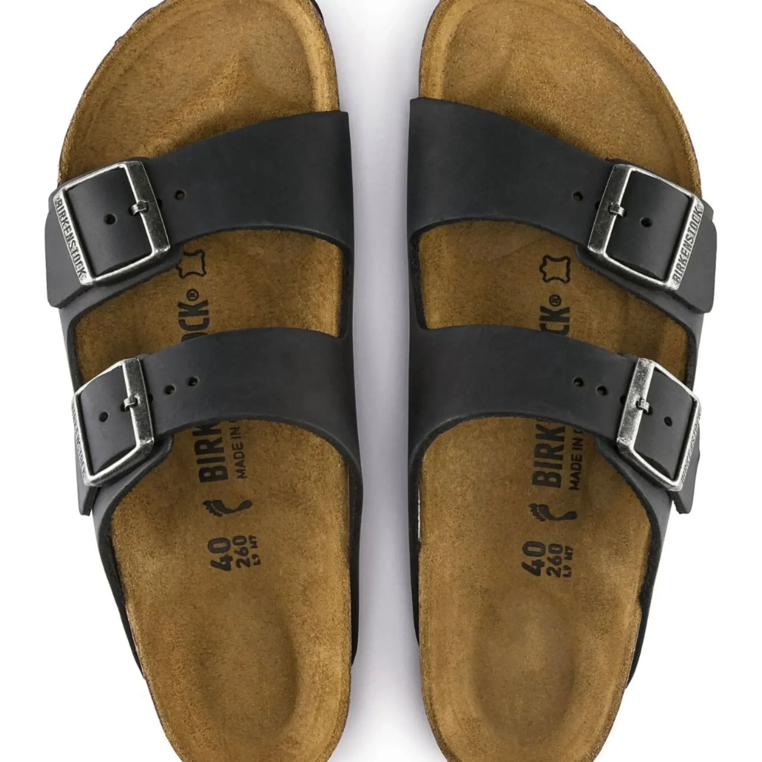 Sale Birkenstock Arizona Black Oiled Leather Slide Sandal