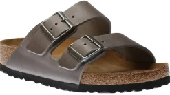 Sale Birkenstock Arizona Soft Footbed Iron Grey Oiled Leather Slide Sandal