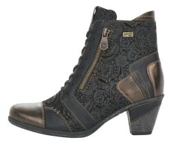 Clearance Remonte Australia Black Bronze Paisley Ankle Boot