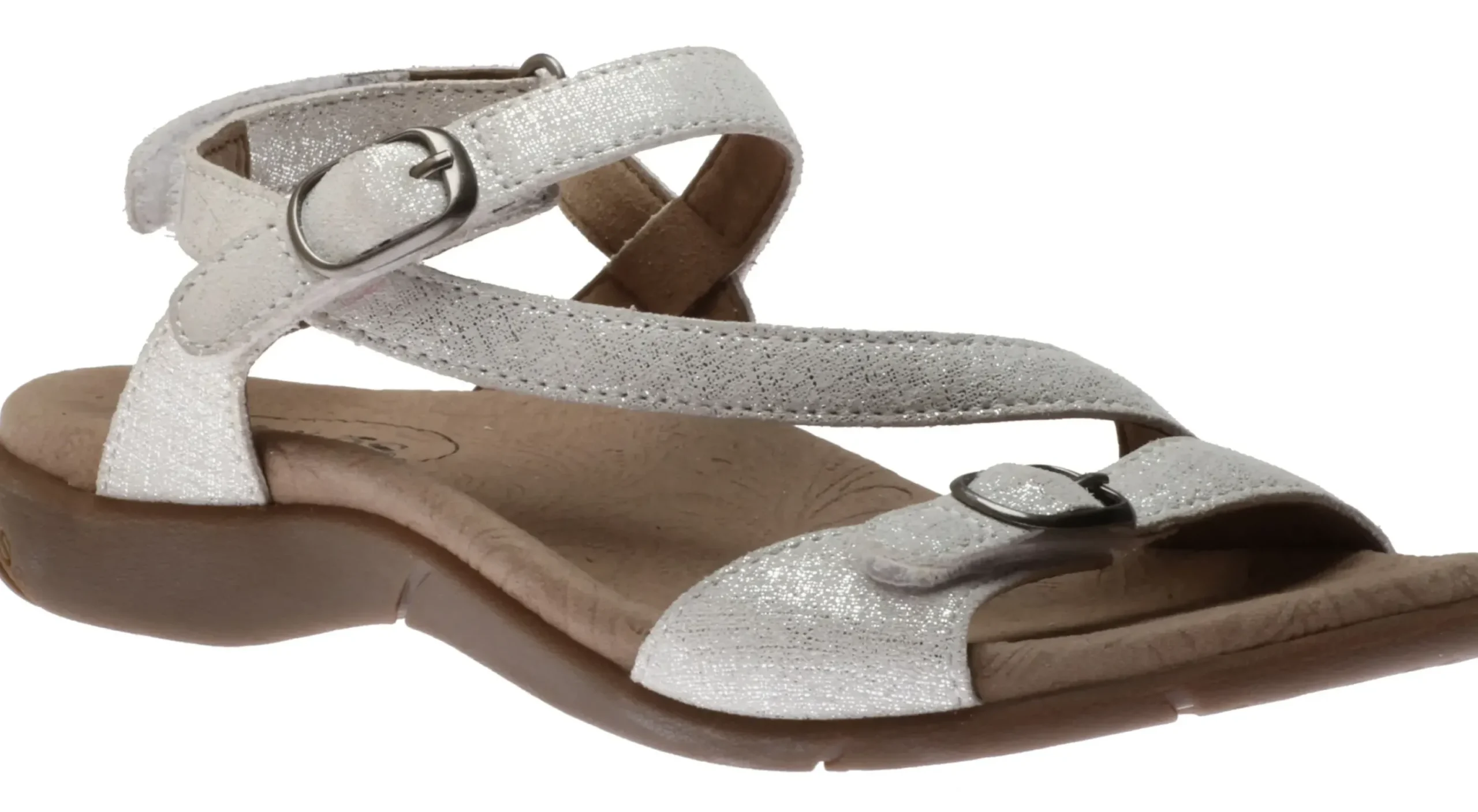 Outlet Taos Beauty White Metallic Leather Slingback Sandal