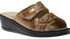 Outlet Lady Diana Beige Brown Snakeskin Slide Wedge Sandal