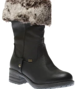 Best Rieker Belinga Black Faux Fur Trim Boot