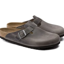 Sale Birkenstock Boston Iron Grey Oiled Leather Clog