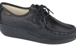 Hot SAS Shoes Bounce Black Leather Lace-Up Mocassin
