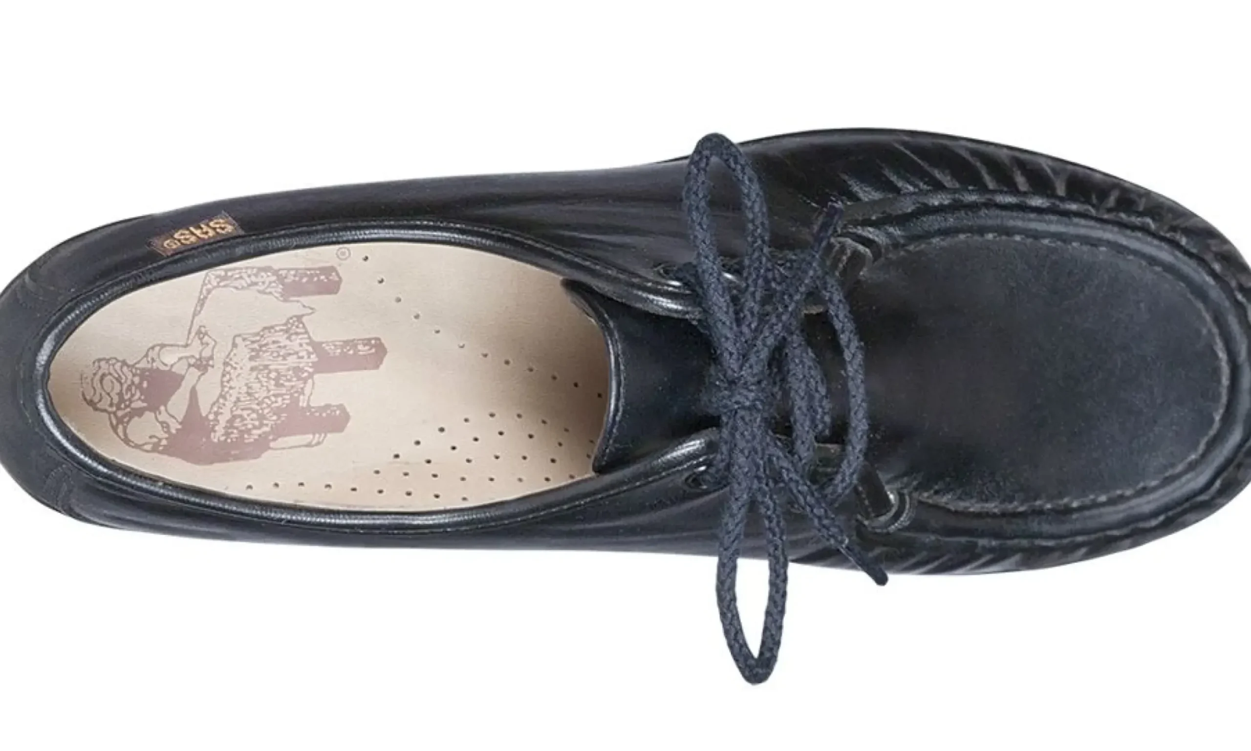 Hot SAS Shoes Bounce Black Leather Lace-Up Mocassin