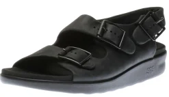 Outlet SAS Shoes Bravo Black Bear Leather Heel Strap Sandal