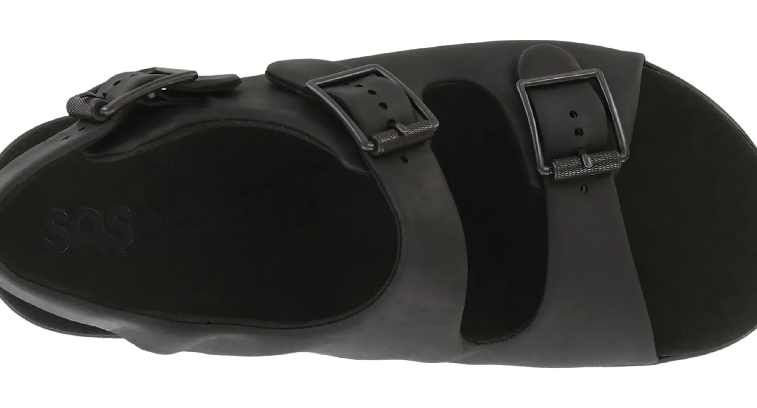 Outlet SAS Shoes Bravo Black Bear Leather Heel Strap Sandal