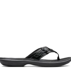 Online Clarks Breeze Sea Black Patent Thong Sandal