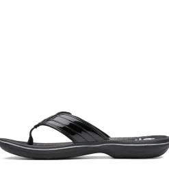 Online Clarks Breeze Sea Black Patent Thong Sandal