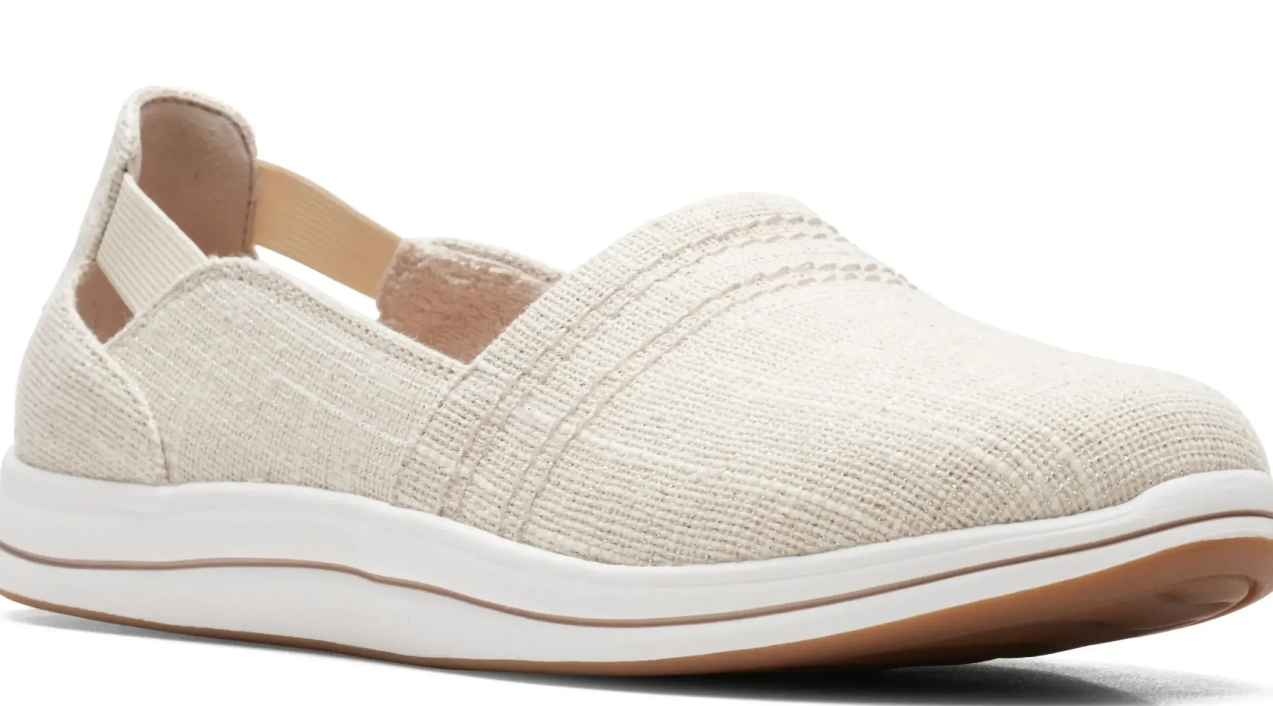 Outlet Clarks Breeze Step Beige Canvas Slip-On Sneaker