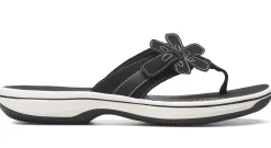 Clarks Brinkley Flora Black White Thong Sandal
