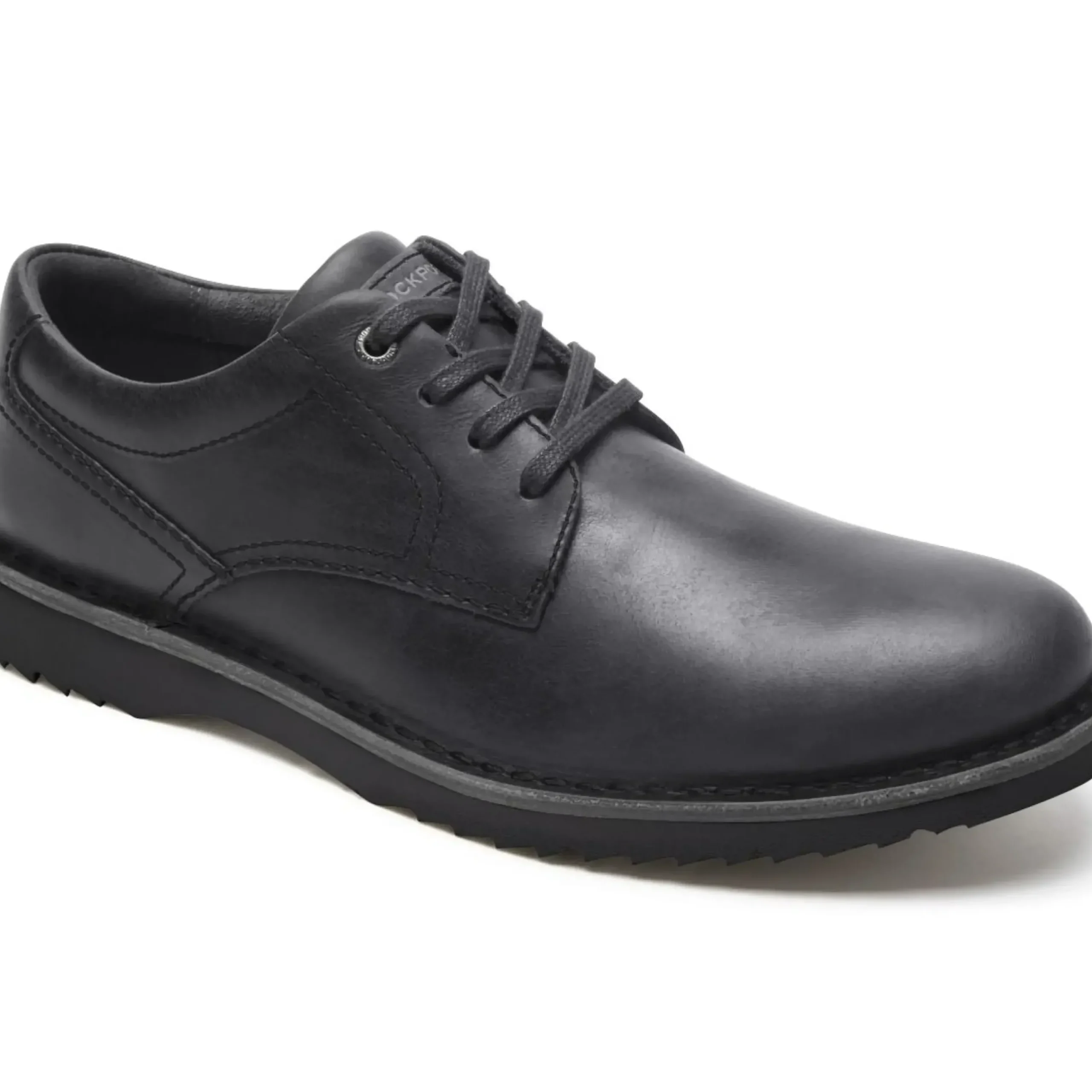 Best Rockport Cabot Black Nubuck Leather Plain Toe Lace-Up Derby Shoe