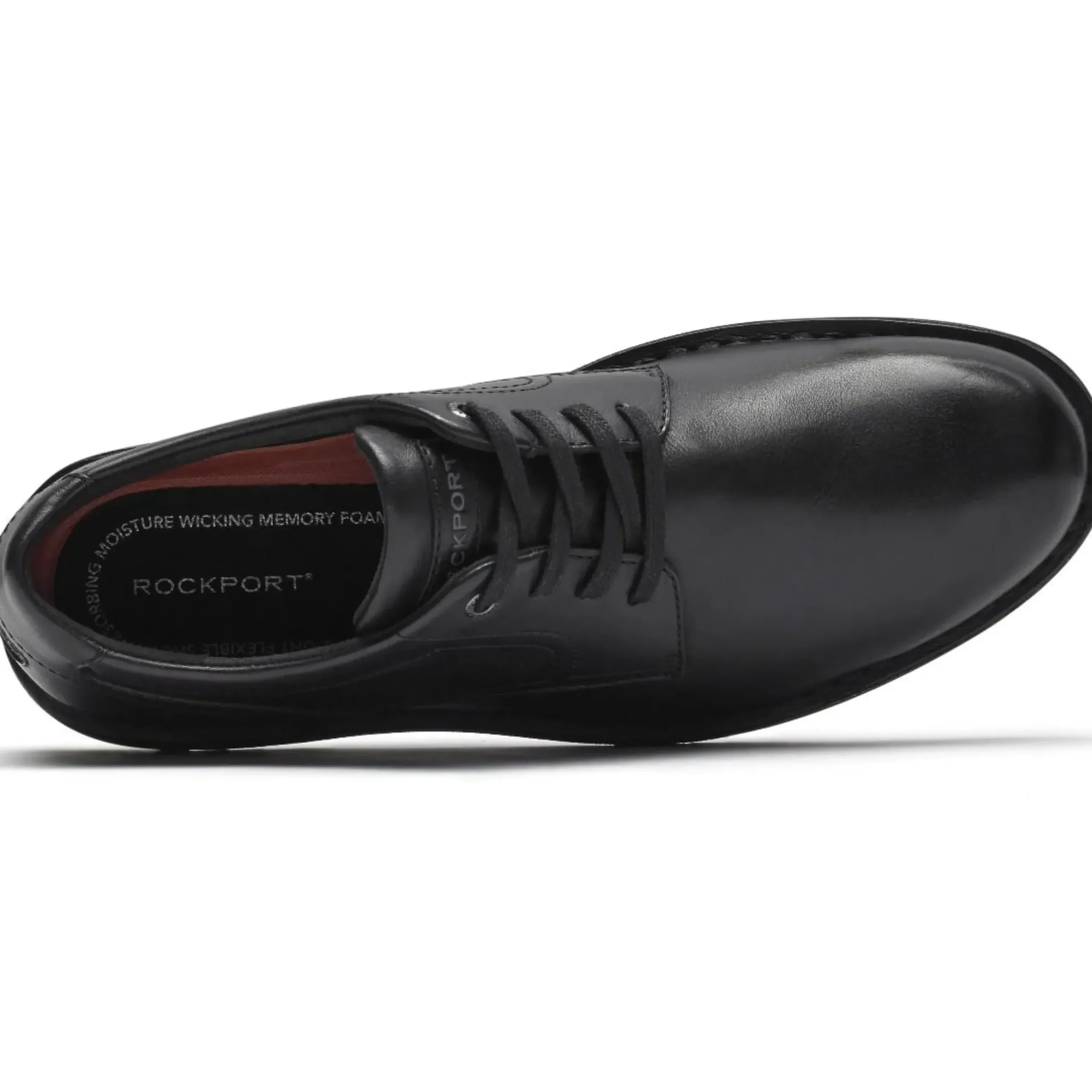 Best Rockport Cabot Black Nubuck Leather Plain Toe Lace-Up Derby Shoe