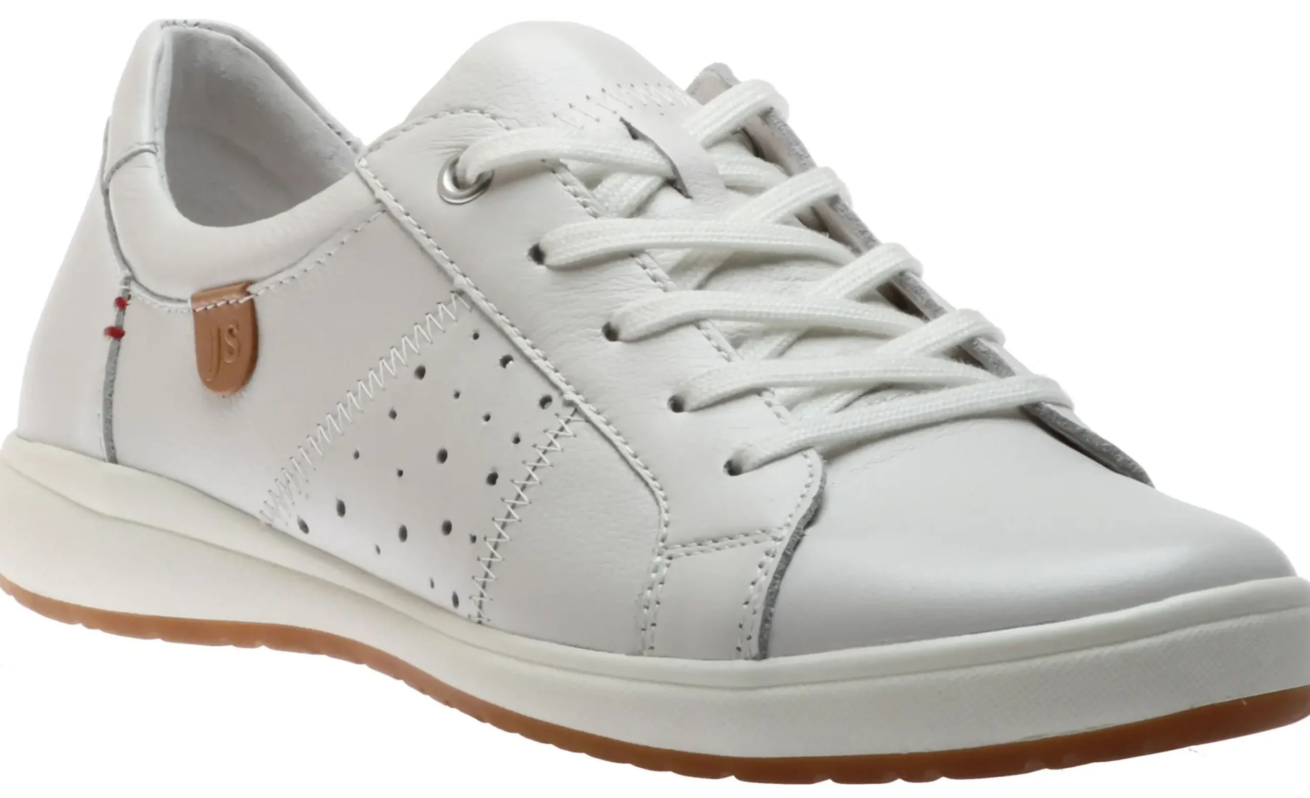 Discount Josef Seibel Caren 01 White Leather Lace-Up Sneaker