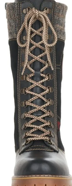 Hot Remonte Castor Black Leather Knit Boot