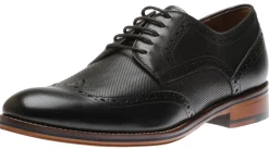 Clearance Johnston & Murphy Conard Black Leather Embossed Wingtip Derby Shoe