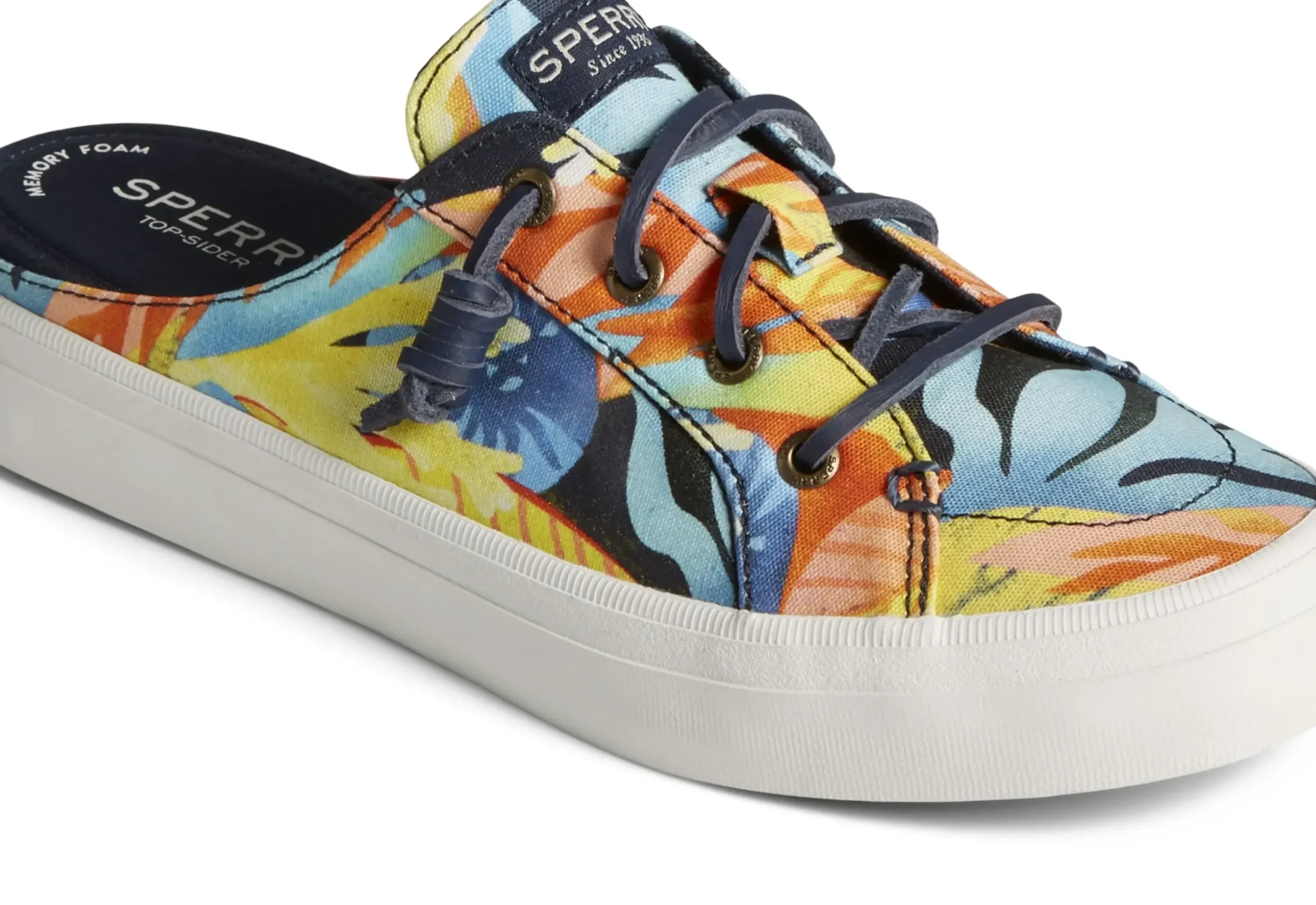 Sale Sperry Crest Vibe Coral Floral Navy Multicolour Mule Sneaker