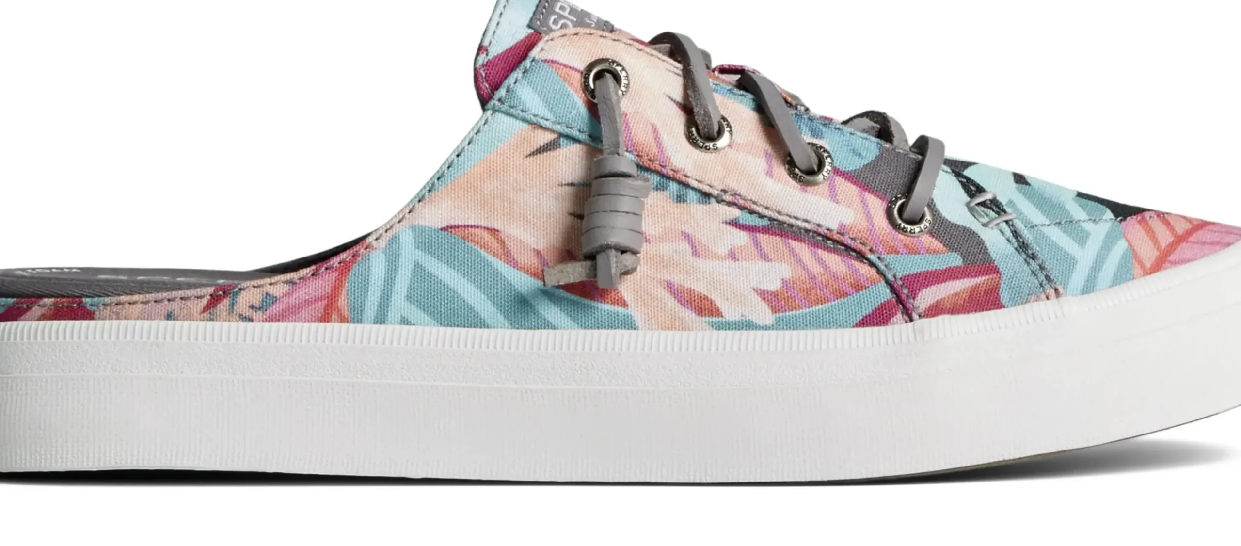 Clearance Sperry Crest Vibe Coral Floral Pink Mule Sneaker