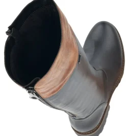 Outlet Remonte Cristallino Black Brown Leather Tall Boot