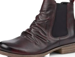 Outlet Remonte Cristallino Wine Ruched Leather Chelsea Boot