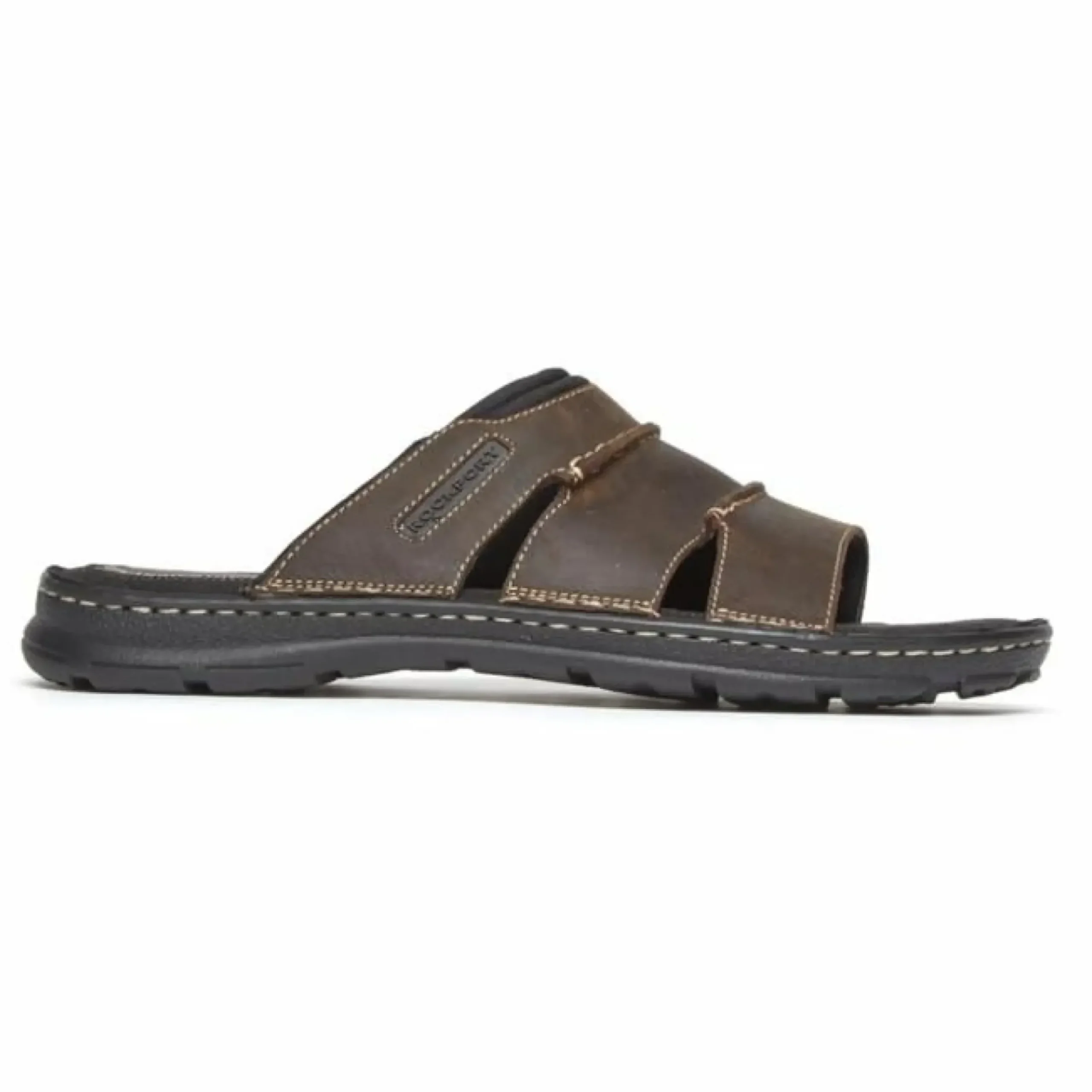 Clearance Rockport Darwyn Brown Leather Slide Sandal