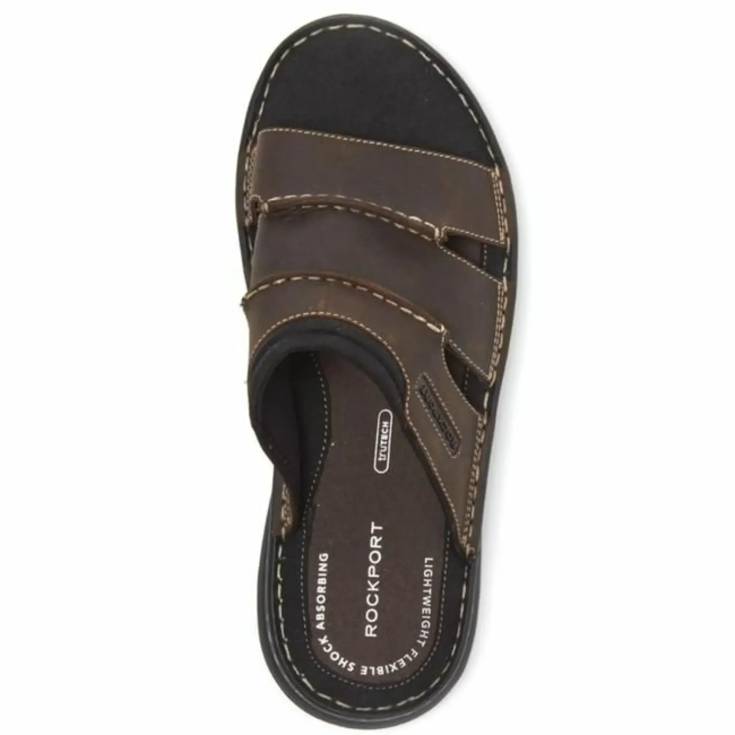 Clearance Rockport Darwyn Brown Leather Slide Sandal